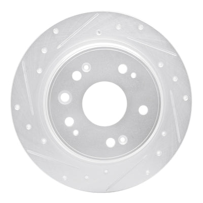 R1 02-04 Honda CR-V Rear Left Drilled & Slotted Silver Brake Rotor