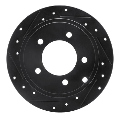 R1 07-17 Chrysler 200 Rear Left Drilled & Slotted Black Brake Rotor