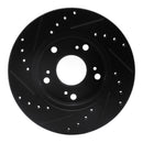 R1 06-11 Honda Civic Front & Rear Drilled & Slotted Black Brake Rotor Set