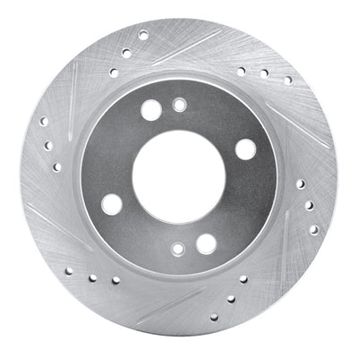 R1 14-15 Mitsubishi Mirage Front Left Drilled & Slotted Silver Brake Rotor
