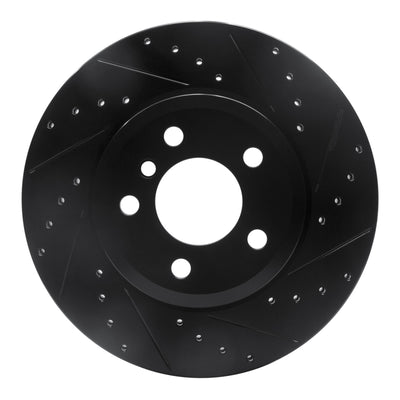 R1 04-10 BMW X3 Front Right Drilled & Slotted Black Brake Rotor