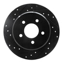 R1 97-07 Chrysler Town & Country Rear Left Drilled & Slotted Black Brake Rotor