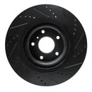 R1 19-24 Infiniti QX55 Front Left Drilled & Slotted Black Brake Rotor