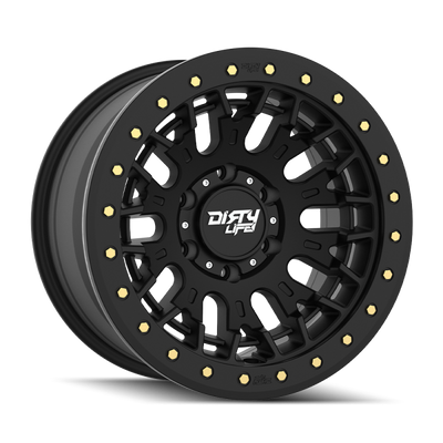 Dirty Life DT-3 17X9 6x139.7 -12 Offset - Satin Black w/ Simulated Beadlock