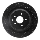 R1 08-24 Infiniti G37 Front & Rear Drilled & Slotted Black Brake Rotor Set