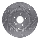 R1 10-16 Hyundai Genesis Coupe Rear Left Drilled & Slotted Silver Brake Rotor
