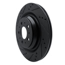 R1 2017-2025 Tesla Model 3 Rear Left Drilled & Slotted Black Brake Rotor