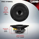 DS18 8in 200 Watts RMS 8 ohm Mid-Range Loudspeaker Shallow Grill Included