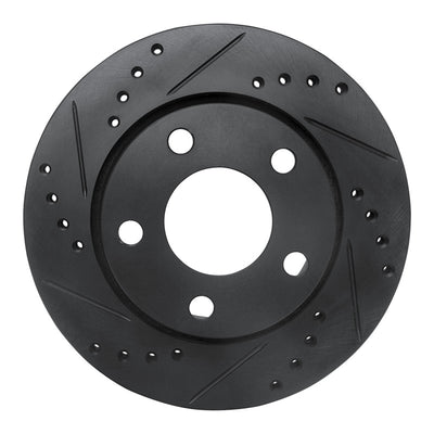 R1 00-02 Audi S4 Rear Left Drilled & Slotted Black Brake Rotor