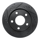 R1 00-02 Audi S4 Rear Left Drilled & Slotted Black Brake Rotor