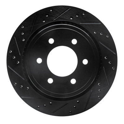 R1 15-17 Ford F-150 4WD Rear Left Drilled & Slotted Black Brake Rotor
