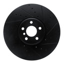 R1 16-25 BMW i7 Right Front Drilled & Slotted Black Brake Rotor