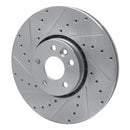 R1 10-16 Volvo XC60 Front Left Drilled & Slotted Silver Brake Rotor