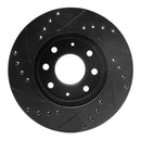 R1 90-93 Mitsubishi Galant Front Right Drilled & Slotted Black Brake Rotor