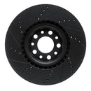 R1 2017-2025 Alfa Romeo Stelvio Front Right Drilled & Slotted Black Brake Rotor