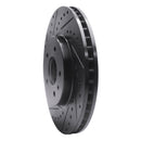 R1 09-11 Cadillac STS Front Left Drilled & Slotted Black Brake Rotor