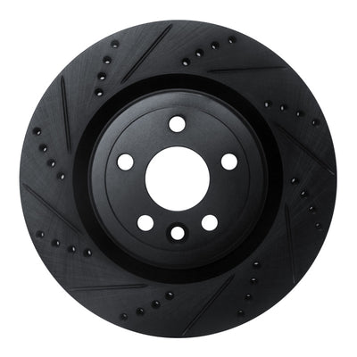 R1 2017-2020 Jaguar I-Pace Rear Left Drilled & Slotted Black Brake Rotor