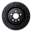 R1 2017-2020 Jaguar I-Pace Rear Left Drilled & Slotted Black Brake Rotor