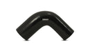 Vibrant 3.25in ID x 3.5in ID x 4in Long Gloss Black Silicone 90 Degree Transition Elbow
