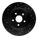 R1 11-22 Dodge Durango Rear Right Drilled & Slotted Black Brake Rotor