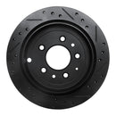 R1 92-06 Mazda 929 Rear Left Drilled & Slotted Black Brake Rotor