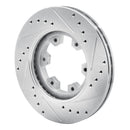 R1 85-02 Nissan Pickup Front Drilled & Slotted Silver Brake Rotor Set w/Optimum OE Pads and Hardware
