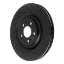 R1 17-25 Audi Q8 e-Tron Rear Right Drilled & Slotted Black Brake Rotor