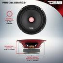DS18 8in 275 Watts RMS 4 ohm Mid-Range Loudspeaker RGB Bullet Loudspeaker