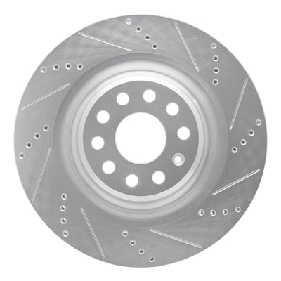 R1 12-21 Tesla Model S Rear Right Drilled & Slotted Silver Brake Rotor