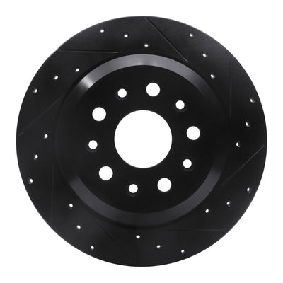 R1 18-25 Jeep Wrangler Rear Right Drilled & Slotted Black Brake Rotor