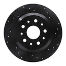 R1 18-25 Jeep Wrangler Rear Right Drilled & Slotted Black Brake Rotor