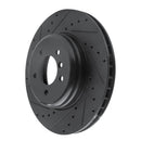 R1 11-16 BMW Z4 Front Left Drilled & Slotted Black Brake Rotor