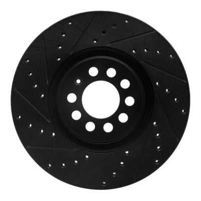 R1 00-06 Audi TT Quattro Front Left Drilled & Slotted Black Brake Rotor