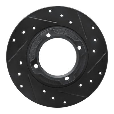 R1 85-91 Subaru Loyale Rear Right Drilled & Slotted Black Brake Rotor