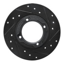 R1 85-91 Subaru Loyale Rear Right Drilled & Slotted Black Brake Rotor