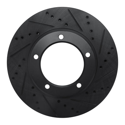 R1 98-07 Lexus LX470 Front Right Drilled & Slotted Black Brake Rotor