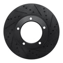 R1 98-07 Lexus LX470 Front Right Drilled & Slotted Black Brake Rotor
