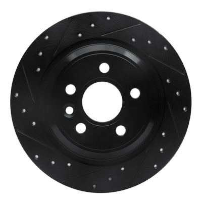 R1 07-18 Volvo V60 Cross Country Rear Left Drilled & Slotted Black Brake Rotor