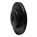 R1 11-19 BMW ActiveHybrid 5 Front Right Drilled & Slotted Black Brake Rotor