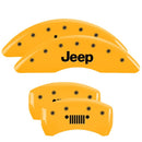 MGP 4 Caliper Covers Engraved Front JEEP Engraved Rear JEEP Grill logo Yellow finish black ch