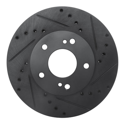 R1 89-90 Nissan 300ZX Front Right Drilled & Slotted Black Brake Rotor