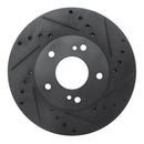 R1 89-90 Nissan 300ZX Front Right Drilled & Slotted Black Brake Rotor