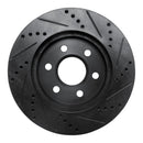 R1 98-99 Cadillac DEVILLE Front Left Drilled & Slotted Black Brake Rotor