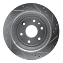 R1 13-19 Cadillac XTS Rear Left Drilled & Slotted Silver Brake Rotor