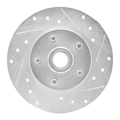 R1 1984-1987 Pontiac Fiero Front Right Drilled & Slotted Silver Brake Rotor