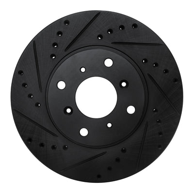 R1 92-96 Honda Prelude Front Left Drilled & Slotted Black Brake Rotor