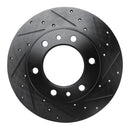 R1 81-85 Toyota 4Runner Front Right Drilled & Slotted Black Brake Rotor