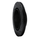 R1 03-06 Mitsubishi Lancer Rear Left Drilled & Slotted Black Brake Rotor