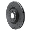 R1 2022+ Volkswagen GTI Mk 8 Front Left Drilled & Slotted Black Brake Rotor