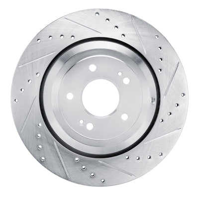 R1 17-19 Genesis G90 Rear Right Drilled & Slotted Silver Brake Rotor
